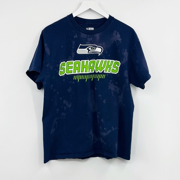 NFL Seattle Seahawks Bleach Dyed Short Sleeve Shirt Size Large - Picture 1 of 9